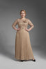 Curveins Plus Size Chic Round Neck Ruched Detail Long Sleeve Maxi Dress