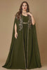 Curveins Plus Size V Neck Ruched Waist Maxi Dress with Cape Sleeve