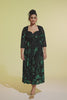 Curveins Plus Size V-Neck Three Quarter Sleeve Patterned Velvet Maxi Dress