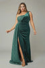 Curveins Plus Size One Shoulder Sequin Patchwork High Slit Maxi Dress