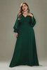 Curveins Plus Size Elegant V-Neck Lantern Sleeve Pleated-Waist Formal Gown