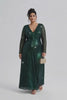 Curveins Plus Size V Neck Long Sleeve Sequin Maxi Dress
