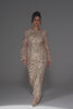 Curveins Plus Size Round Neck Puff Sleeve Striped Sequin Bodycon Maxi Dress