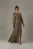 Curveins Plus Size Long Sleeve Side Slit Slim Fit Maxi Dress