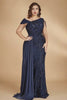 Curveins Plus Size One Shoulder Sleeveless Beaded Ribbon Elegant Maxi Dress