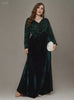 Curveins Plus Size V-Neck Sequin Velvet Patchwork Maxi Dress