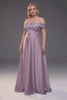 Curveins Plus Size Off Shoulder Ruched Waist Elegant Flowy Feminine Maxi Dress
