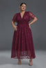 Curveins Plus Size V-Neck High-Waist Pleated Maxi Dress