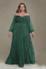 Curveins Plus Size Elegant Off-Shoulder Long Sleeve Minimal Maxi Dress