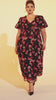 Curveins Plus Size Random Floral Printed Maxi Dress
