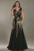 Curveins Plus Size V Neck Sleeveless Striped Sequin Elegant Maxi Dress