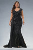 Curveins Plus Size V-Neck Sequin Detail Ruffle Sleeve Body-Fit Maxi Dress