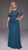 Curveins Plus Size Crew Neck Short Sleeve Sequin Panelled Side Ribbon Elegant Maxi Dress