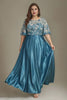 Curveins Plus Size Round Neck Batwing Sleeve Ruffle Patchwork Elegant Maxi Dress