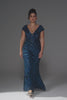 Curveins Plus Size One-Shoulder Side Slit and Waist Cinch Maxi Dress