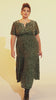 Curveins Plus Size Velvet V-Neck Ruched  Dress