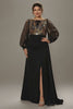 Curveins Plus Size Sequin-Panel Long Sleeve Waist-Defined Maxi Dress