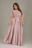 Curveins Plus Size V Neck Sequin Floral Patchwork Elegant Flowy Maxi Dress