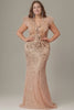 Curveins Elegant Curve Hugging V Neck Sleeveless Sequin Evening Gown