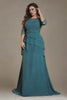 Curveins Plus Size Round Neck Embroidered Bodice Waist-Defined Maxi Dress
