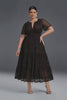 Curveins Plus Size Velvet V-Neck Ruched  Dress