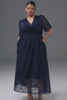 Curveins Plus Size V-Neck High-Waist Pleated Maxi Dress