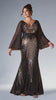 Curveins Plus Size Sparkling V-Neck Batwing Long-Sleeve Curve-Fit Maxi Dress