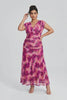 Curveins Plus Size V Neck Batwing Sleeve Cinched Waist Maxi Dress