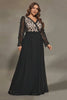Curveins Plus Size Elegant V-Neck Long Sleeve Dress with Textured Floral Details
