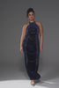 Curveins Plus Size Spaghetti Strap Sleeveless Chain Waist Bodycon Velvet Maxi Dress