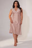 Curveins Plus Size Satin Lace Patchwork Backless Spaghetti Strap Loose Fit Sleep Dress