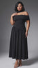 Curveins Plus Size Scarf Neck Off Shoulder Cinched Waist Elegant Maxi Dress