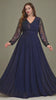 Curveins Plus Size V Neck Long Sleeve Sequin Cinched Waist Elegant Maxi Dress