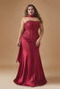 Curveins Plus Size Sequin Strapless Bodycon Maxi Dress with Scarf Detail