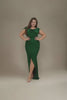 Curveins Plus Size Sleeveless Round Neck Side Slit Fishtail Maxi Dress