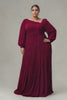 Curveins Plus Size Cross Neck Lantern Sleeve Waist Slim Maxi Dress