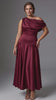 Curveins Plus Size One Shoulder Sleeveless Cinched Waist Elegant Maxi Dress