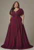Curveins Plus Size V-Neck Short Sleeve Asymmetrical A-Line Maxi Dress