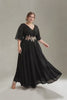 Curveins Plus Size V-Neck Embroidered Belted Maxi Dress