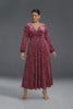 Curveins Plus Size V-Neck Long Sleeves Floral Maxi Dress