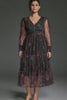 Curveins Plus Size V-Neck Floral Asymmetrical Hem Midi Dress