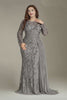 Curveins Plus Size Round Neck Embroidered Tie-Sash Bodycon Maxi Dress