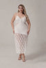 Curveins Plus Size Irregular Hem Lace Panel Spaghetti Strap Dress, Stylish Comfortable Outfit