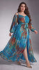 Curveins Plus Size Spaghetti Strap Off Shoulder Puff Sleeve Elegant Maxi Dress