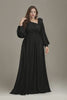 Curveins Plus Size One Shoulder Chiffon 3D Flower Detail Elegant Flowy Maxi Dress