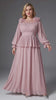 Curveins Plus Size Crew Neck Puff Sleeve Faux Two Piece Panelled Maxi Dress
