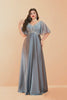 Curveins Plus Size V-Neck Batwing Sleeve Patchwork Maxi Dress