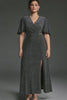Curveins Plus Size V-Neck Ruffle Sleeve Maxi Dress