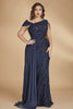 Curveins Plus Size One Shoulder Sleeveless Beaded Ribbon Elegant Maxi Dress