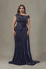 Curveins Plus Size One Shoulder Sleeveless Embroidered Sequin Patchwork Bodycon Maxi Dress